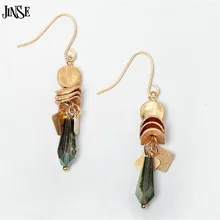 JINSE Handmade Vintage Acrylic Water Drop Pendant Dangle Earrings Antique Gold Patina Drop Earrings for Women Jewelry Gift