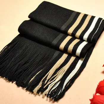 

Winter Knitted Scarf Man Hot Sale Unilateral Striped Knit Scarves Men Show Charm Desigual Warm Scarf Shawls Gift Lovers NWJ003