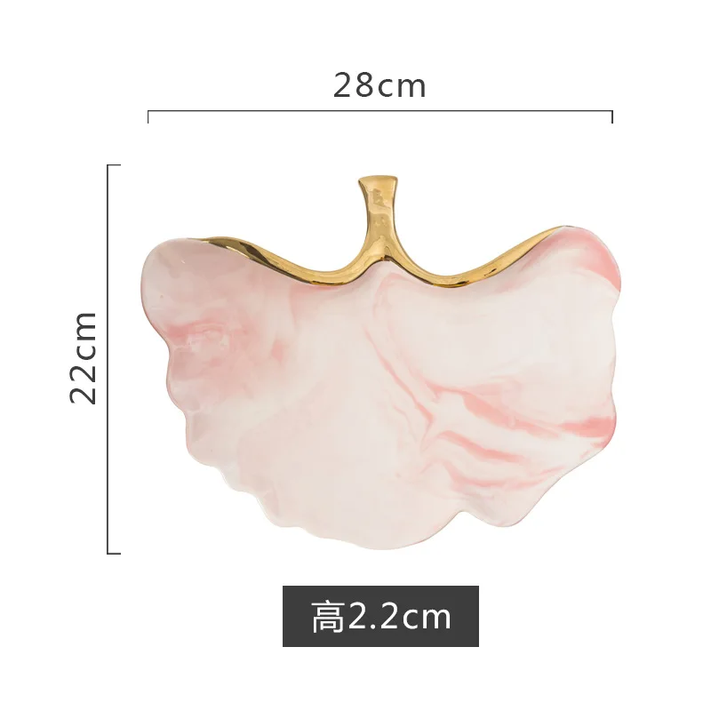 Глод мраморная керамическая тарелка блюдо суповая чаши для риса и супа салатная тарелка ювелирный лоток для хранения посуды Декоративная посуда - Цвет: Pink Fly Plate - L
