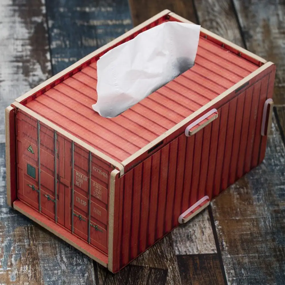 Paper Rack Wood Storage Tissue Box Rectangle Shaped Tissue Box