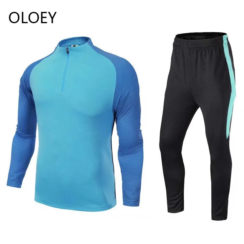 OLOEY Зимний спортивный костюм для мужчин с длинным рукавом футбол тренировочный спортивный костюм 2019 бег пот набор joger костюм для мужчин 2 шт