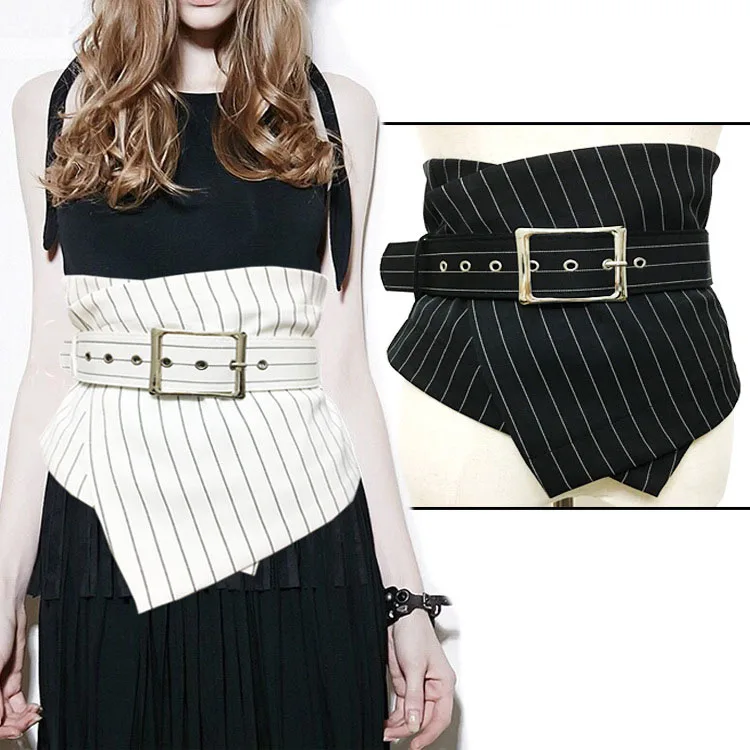 

Women Cummerbunds Irregular Fashionable Lady All-match Ultra Wide Belt Stripe Adjustable Woman Fashion Vintage Belts Cummberband