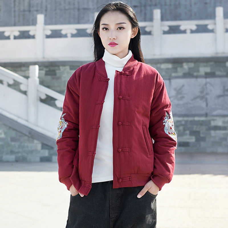 Куртка бомбер с вышивкой LZJN женские зимние куртки и пальто тонкие парки