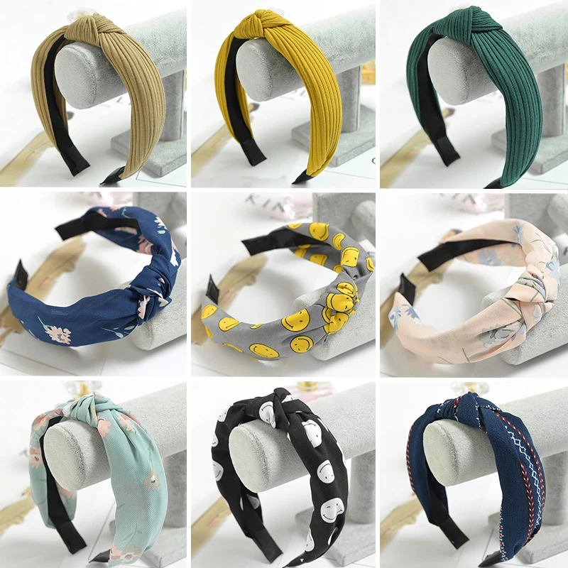 

Women Fashion Top Knot Headband Pattern Solid Cloth Twist Bow Knotted Hair Bands Hairband Headwrap Hair Accessories for Girls