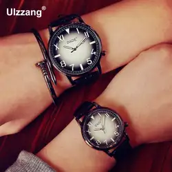 Черные модные дейд брендовые кожаные Повседневное кварцевые часы наручные часы подарок для Для мужчин Для женщин унисекс студентов