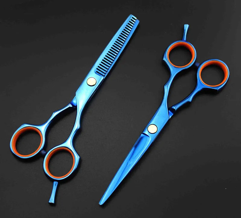 Профессиональный 5.5 дюймов Японии 440C стали 9cr13 синий филировочные ножницы резки Парикмахерская сократить ножницы комплект парикмахерские ножницы