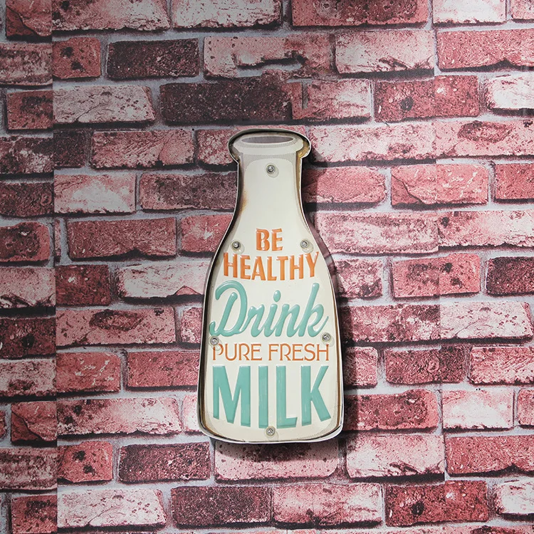 Retro Wrought Drink Milk Signage Murals tin signs vintage home decor
