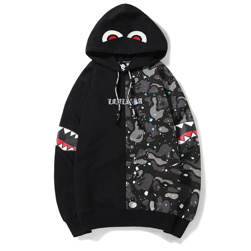 Мужская Весенняя молодежная мода хлопковое пальто High Street Sweatshir камуфляж Акула