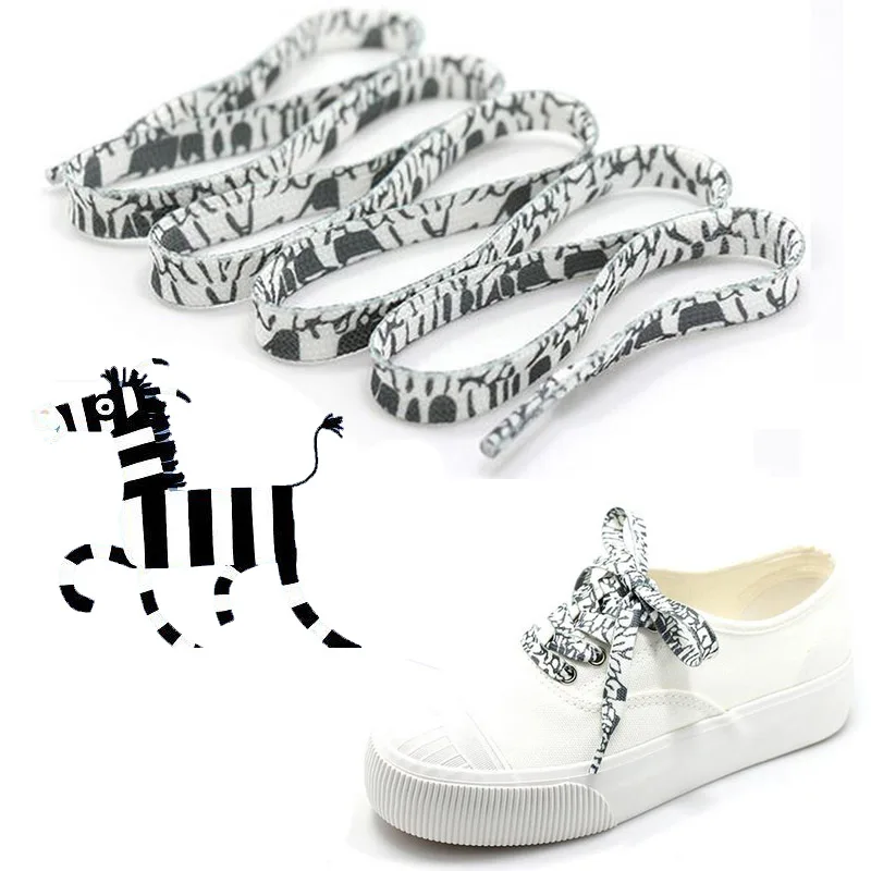 zebra Black and white shoelace decoration Pattern Colored Shoe Laces