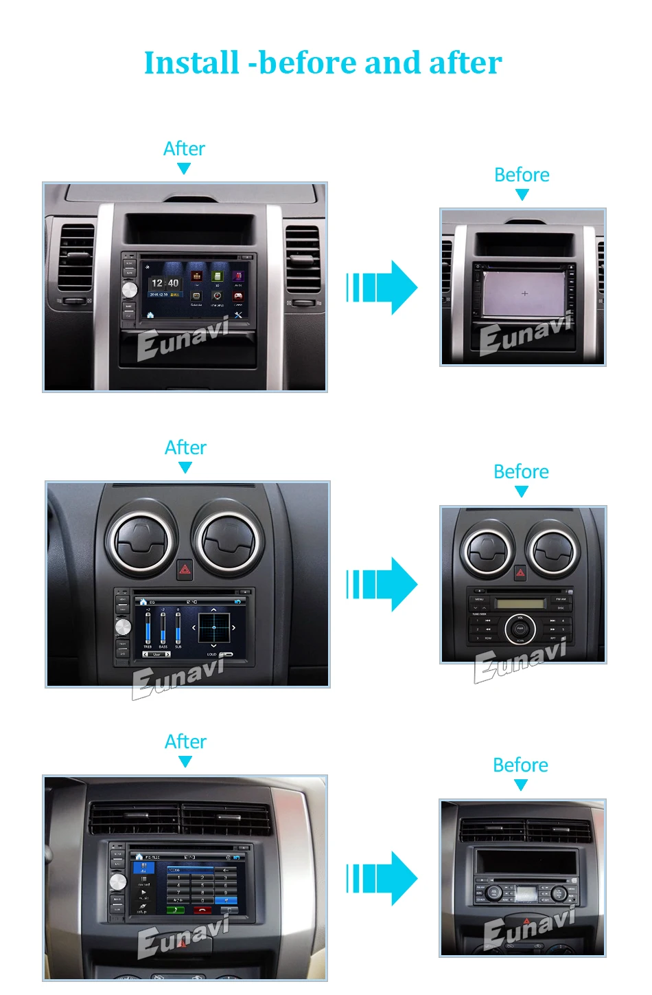 Sale Eunavi Double 2 Din universal Car dvd radio player GPS Navigation USB BT Video free map card+camera 2din stereo car pc tablet 18