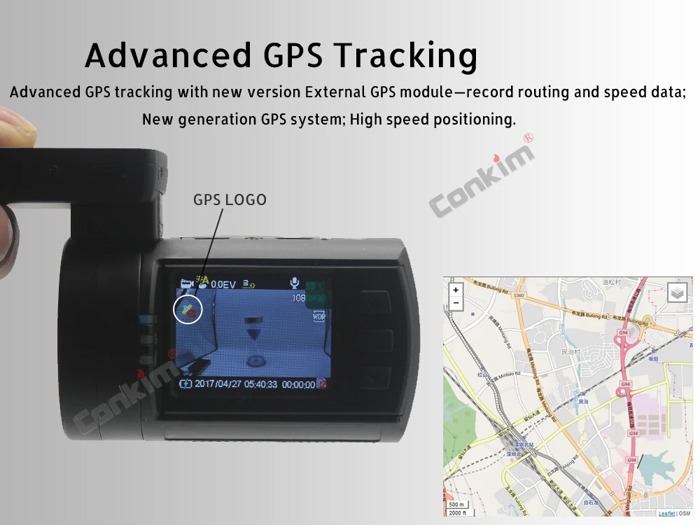 Видеорегистратор Conkim с 2 камерами Novatek 96663 Mini 0906 PRO 1080P Full HD камера заднего вида GPS