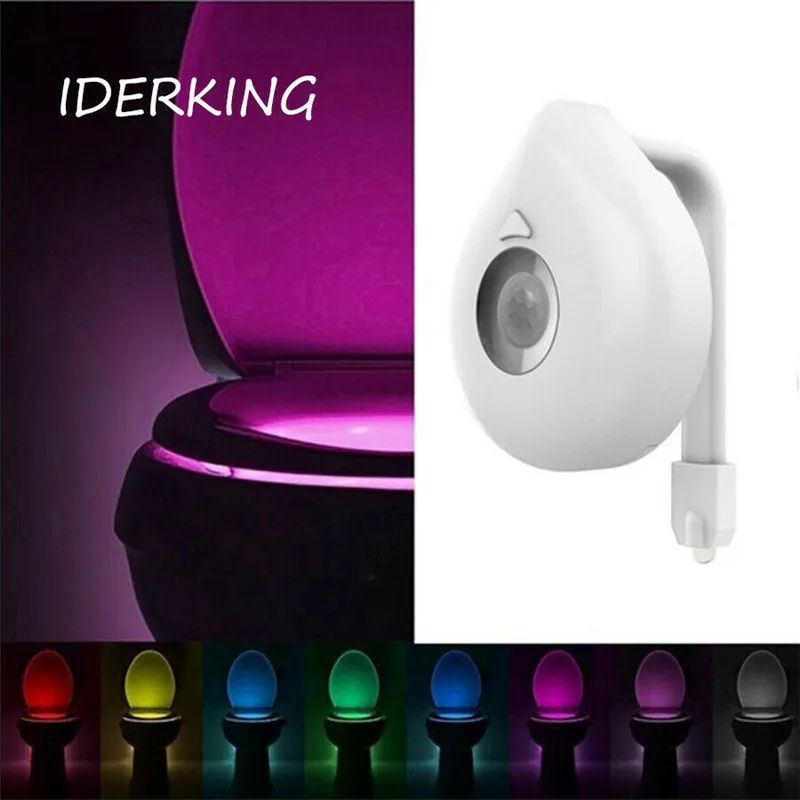 LED Toilet Lamps Bathroom Waterproof Night Light Induction PIR Motion Activated Seat Sensor 8 Color Changing