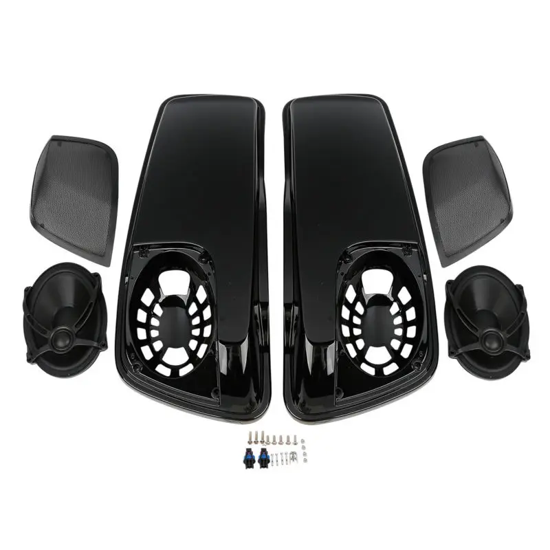 Motorcycle Top Case Saddle Saddlebag Lids W/ 5"X7" Speakers For Harley