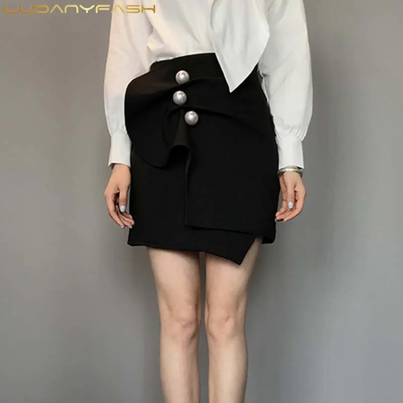 

Luoanyfash Pearls Irregular Skirt High Waist Ruched Bodycon Mini Skirts For Women 2018 Spring Summer Female Sexy OL Clothing