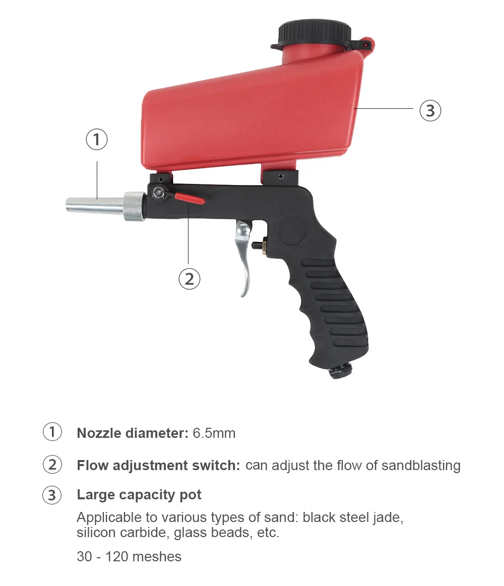 6,5 мм сопло Портативный тяжести пескоструйная обработка пневматическое ружьё Пескоструйный пистолет 90PSI пескоструйная машина