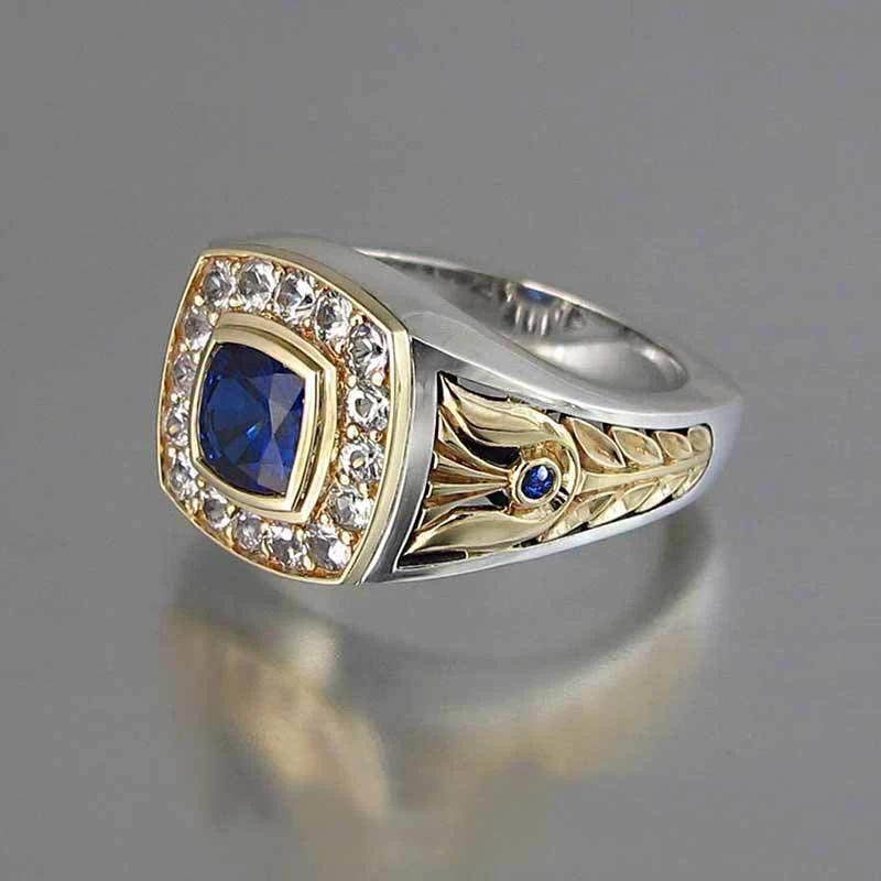 Роскошные блестящие AAA CZ Кристалл Голубой циркон для мужчин кольцо размеры 6 7 8 9 10 Высокое качество цвета: золотистый, серебристый цвет свадебная вечерние ч