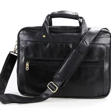 Большая емкость 15." портфель для ноутбука черный натуральная кожа мужские сумки через плечо натуральная кожа портфель мужские дорожные сумки# vp-j7146