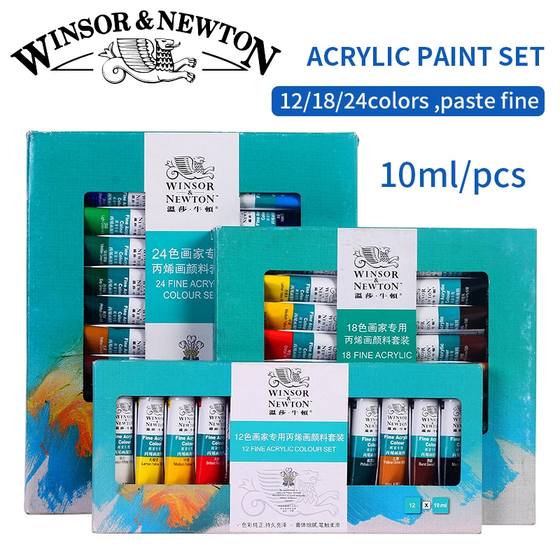 

Winsor&Newton Professional Acrylic Paints Set 12/18/24 Colors 10ML Hand Painted Wall Drawing Painting Pigment Set Art Supplies