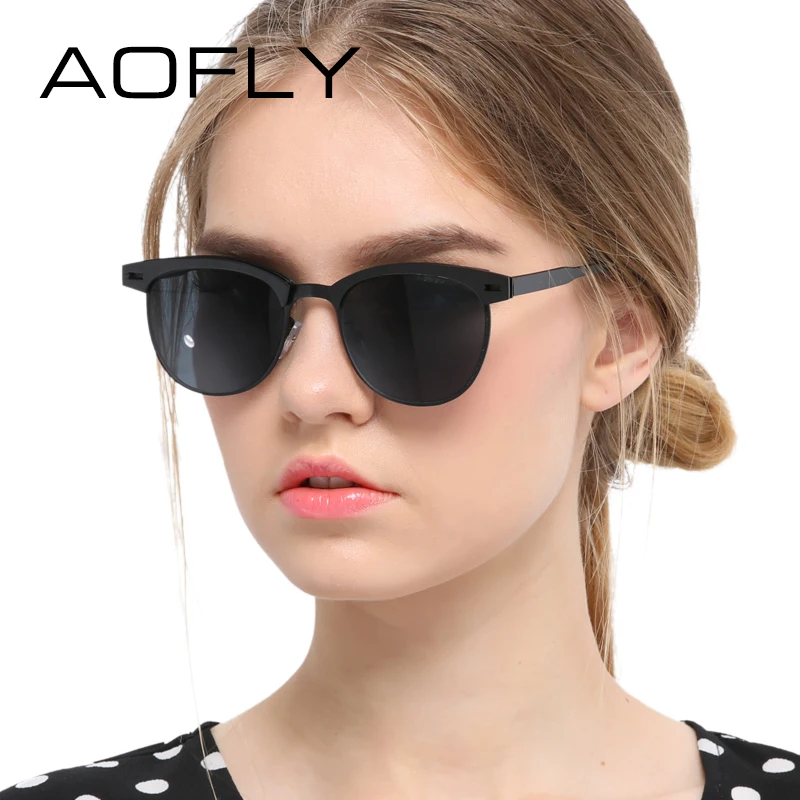 AOFLY Fashion Lady Sunglasses Metal Half Frame Sun glasses ...