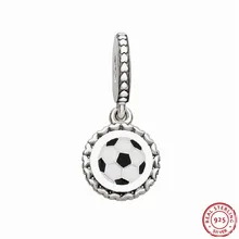 Новинка! 'Goal' выгравированы Смешанная эмаль футбол кулон бусины для женщин Jewelry DIY Fit PANDORA талисманы Серебро 925 FL760