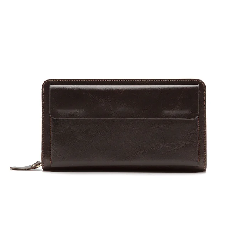 

Business Men's Purses Long Soft Layer Leather Large Capacity Multi-Functional Clutch Bag Men's Zipper Men's Coin Purse