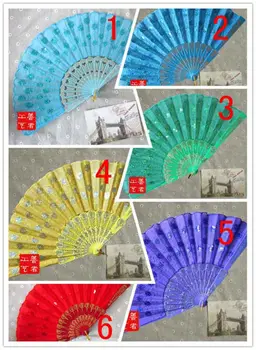 

Free Shipping 60pcs/lot Elegant &Fashion Sequins Embroidery hand fan Sapphire blue