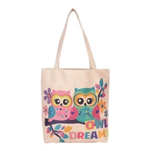 Дамы сова Сумки-холсты ручной работы из хлопка хозяйственная сумка путешествия Для женщин складной плечо сумки