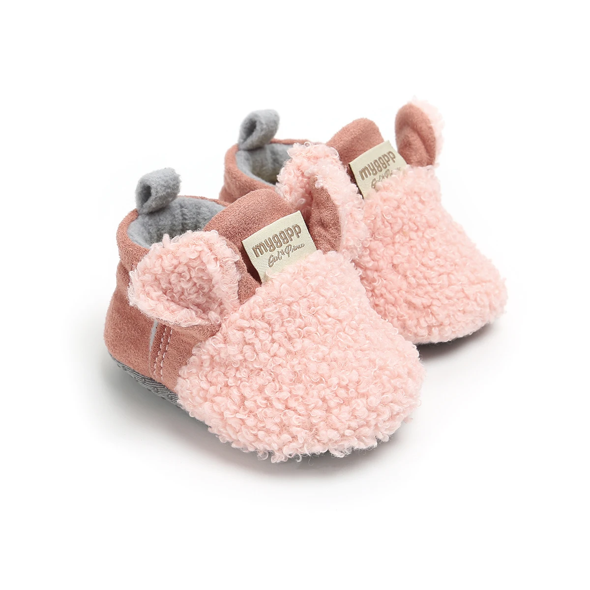 Обувь для ползания для новорожденных; тапки с ягненком для мальчиков и девочек - Цвет: Розовый