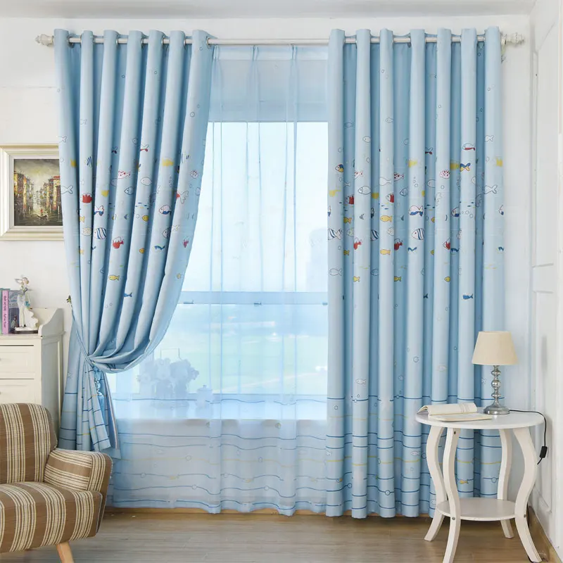 

Cartoon Fish print Blackout Curtains For Kids Room Children Curtains For Bedroom Window Living Room Curtain For Child Home Deco
