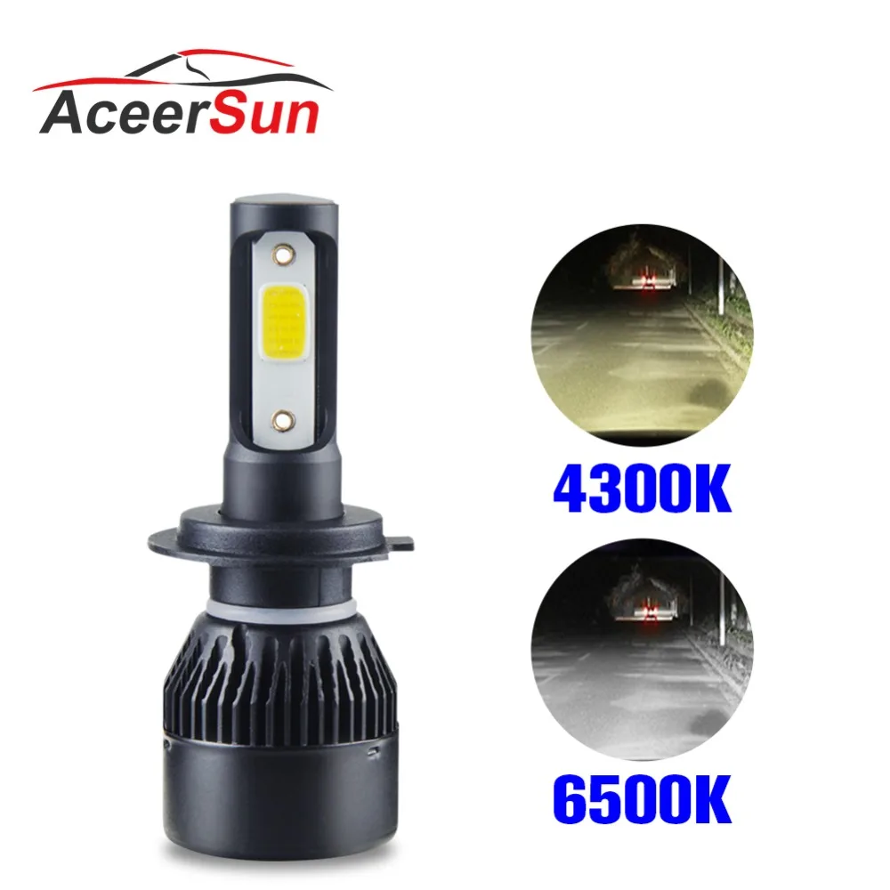 1 шт. светодиодные противотуманные фары 4300K 6500K LED H7 COB 72W 8000LM 12V 24V H1 H8 H9 H11 9005 9006 HB3 HB4