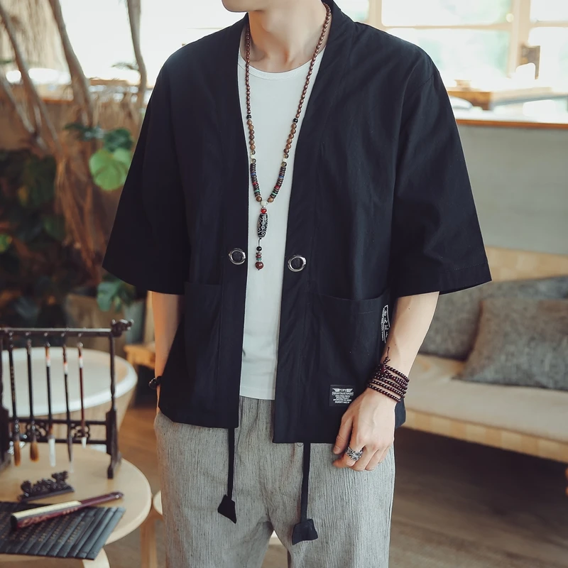 Japanese Kimono Japanese Kimono Cardigan Japanese Kimono Shirt Kimono cardigan men Japanese obi male yukata men's haori Japanese samurai clothing traditional clothing FZ2014