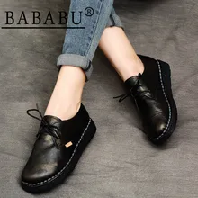 Новинка; женская повседневная обувь ручной работы в стиле ретро; мягкая модная обувь на шнуровке в нейтральном стиле; сезон весна-осень; женская обувь из натуральной кожи на плоской подошве