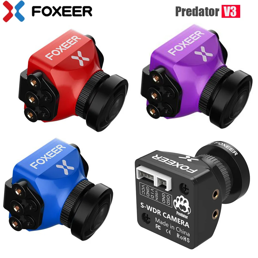 

Foxeer Predator V3 Racing All Weather Camera 16:9/4:3 PAL/NTSC switchable Super WDR OSD 4ms Latency Remote Control