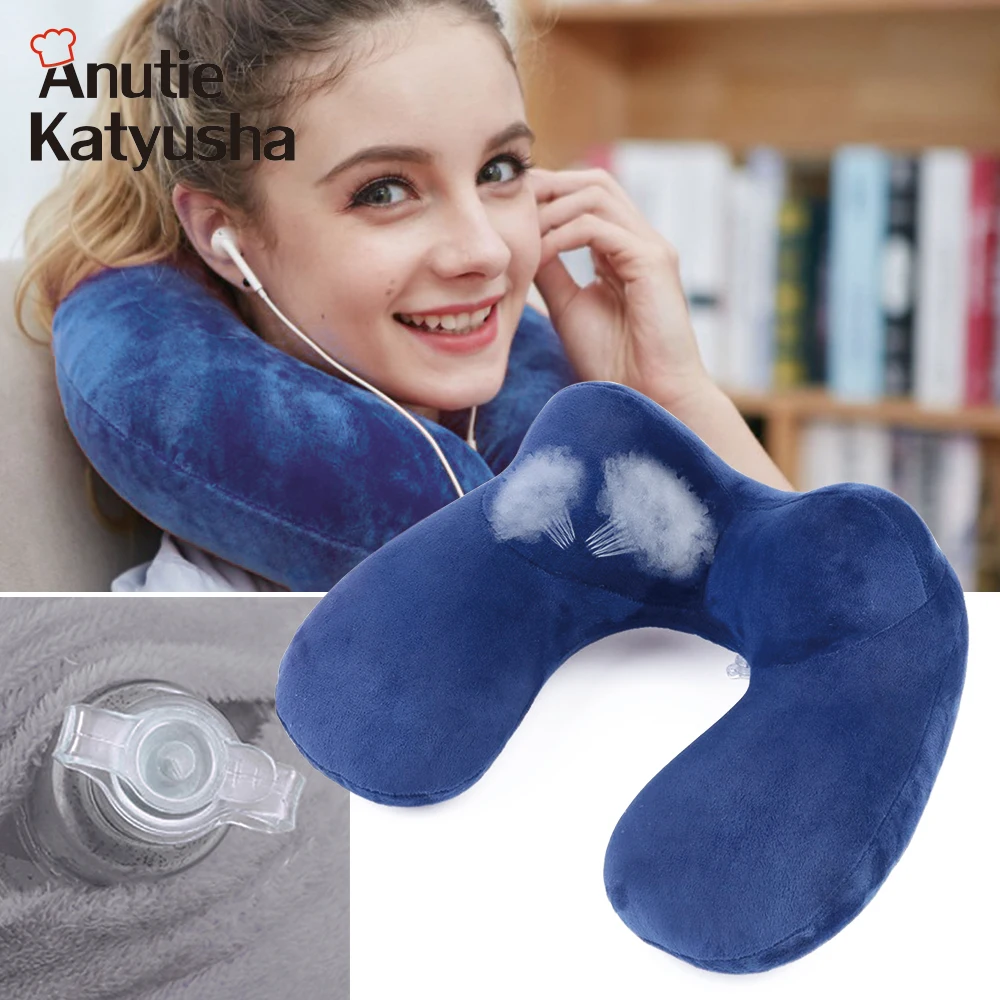 1pc U Shape Travel Pillow Airplane Inflatable Neck Protection U pillow
