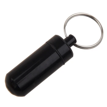 

Aluminum Pill Box Case Bottle Holder Container Keychain Brand New Black