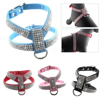 

50Pcs/Lot Pet Control Harness For Dog Puppy Cat Soft Walk Collar Safety Strap Bling Vest
