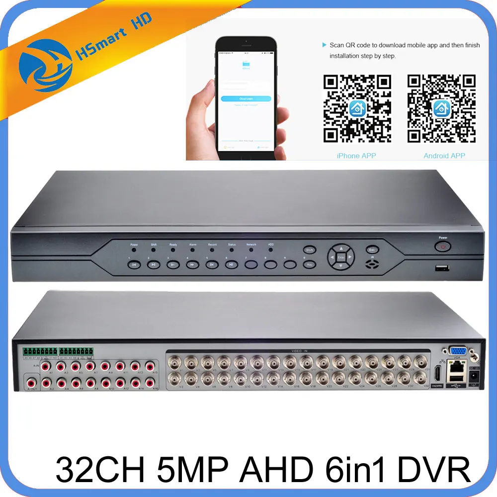 H.265/H.264 32CH 5MP AHD CVI TVI DVR видеонаблюдения для hk xmeye daha камера s ONVIF IP камера Поддержка аудио I/O Сигнализация I/O