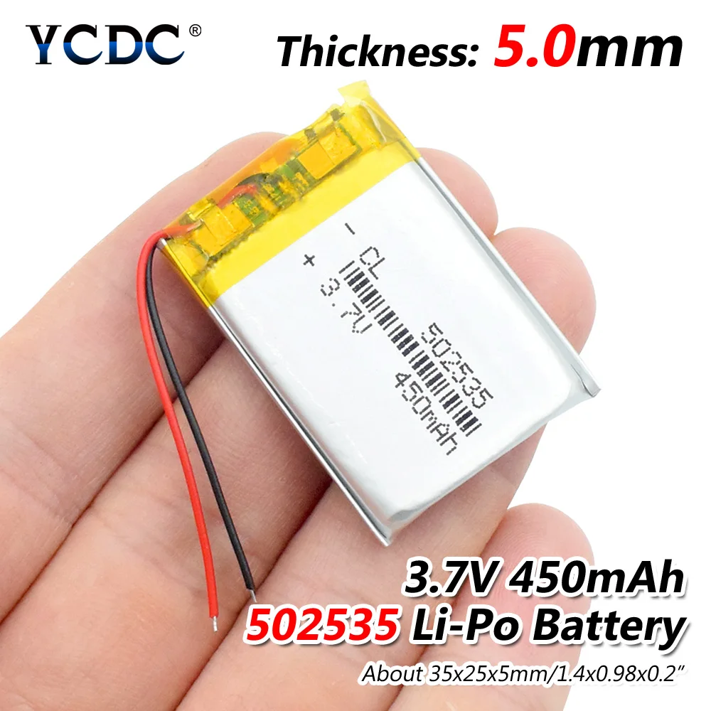 3 7 V 450mAh 502535 литий полимерный ионный аккумулятор Lipo ячейки для прожектора