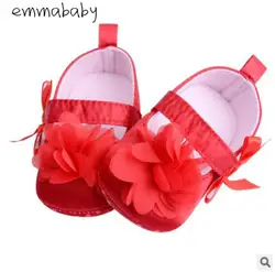 Emmababy Фирменная новинка осень-весна новорожденный принцессы для маленьких девочек милый цветок лук обувь красный кроватки обувь