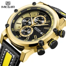 Top Luxury Brand MEGIR Golden Watch Men Sports Quartz Wrist Watch Men's Chronograph Waterproof Military Mens Watches Male Clock Top Luxury Brand MEGIR Golden Watch Men Sports Quartz Wrist Watch Men's Chronograph Waterproof Military Mens Watches Male Clock