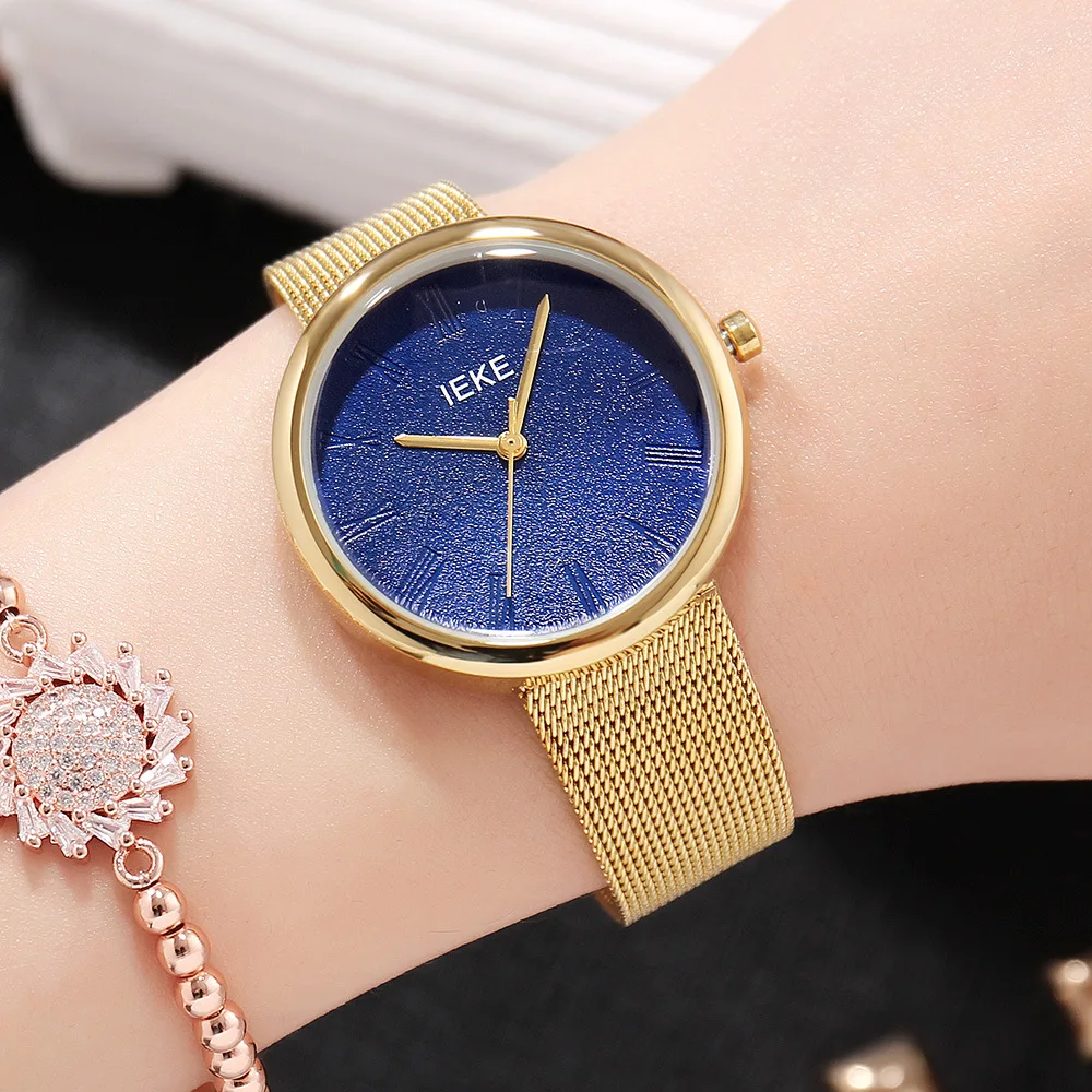 

2018 new woman watch stainless steel IEKE brand women watches quartz waterproof luxury ladies wristwatches rose gold black