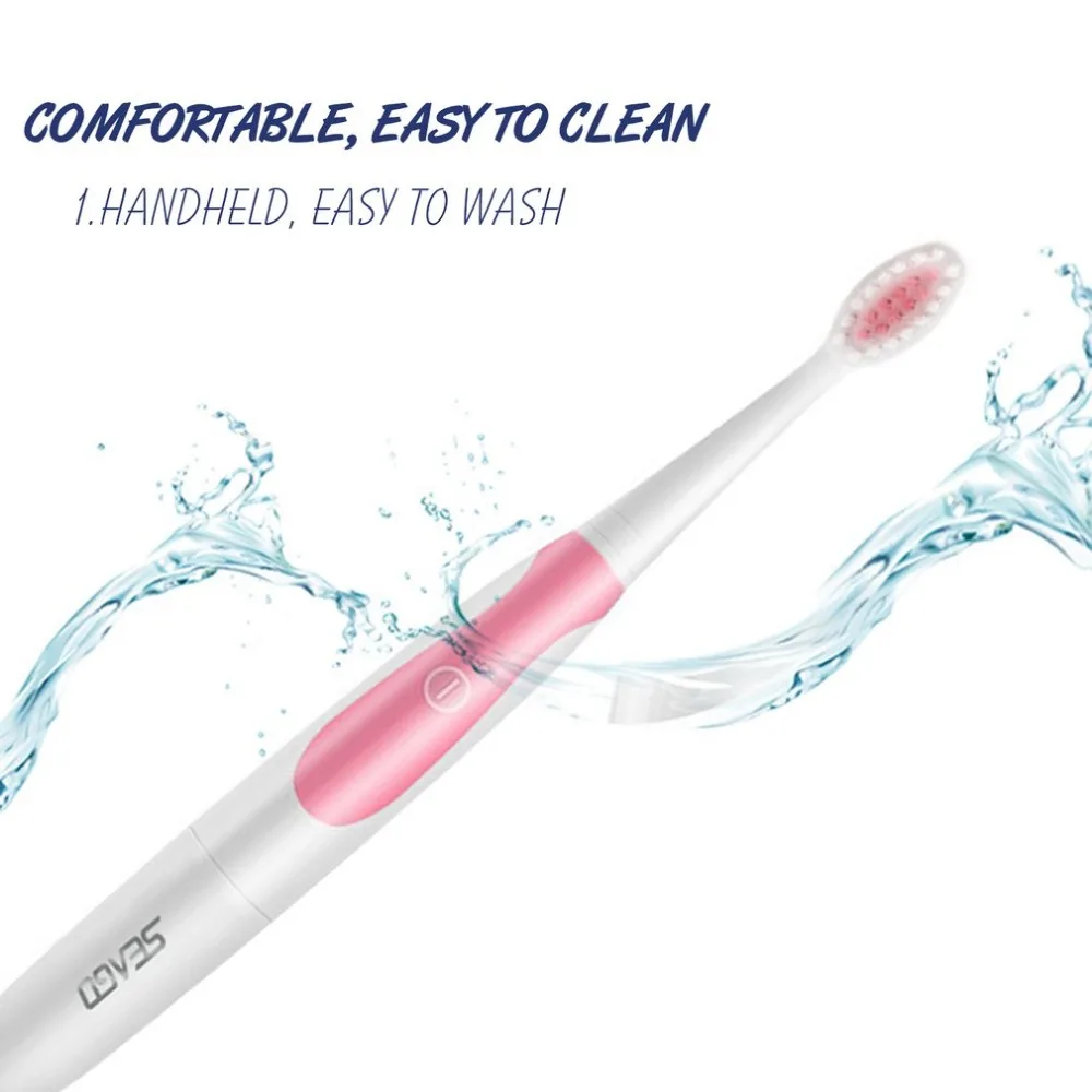 Seago Sonic Electric Toothbrush Waterproof IPX7 Deep Clean Teeth Whitening Soft Brush for Adult Oral Care SG-906 Tooth Brush