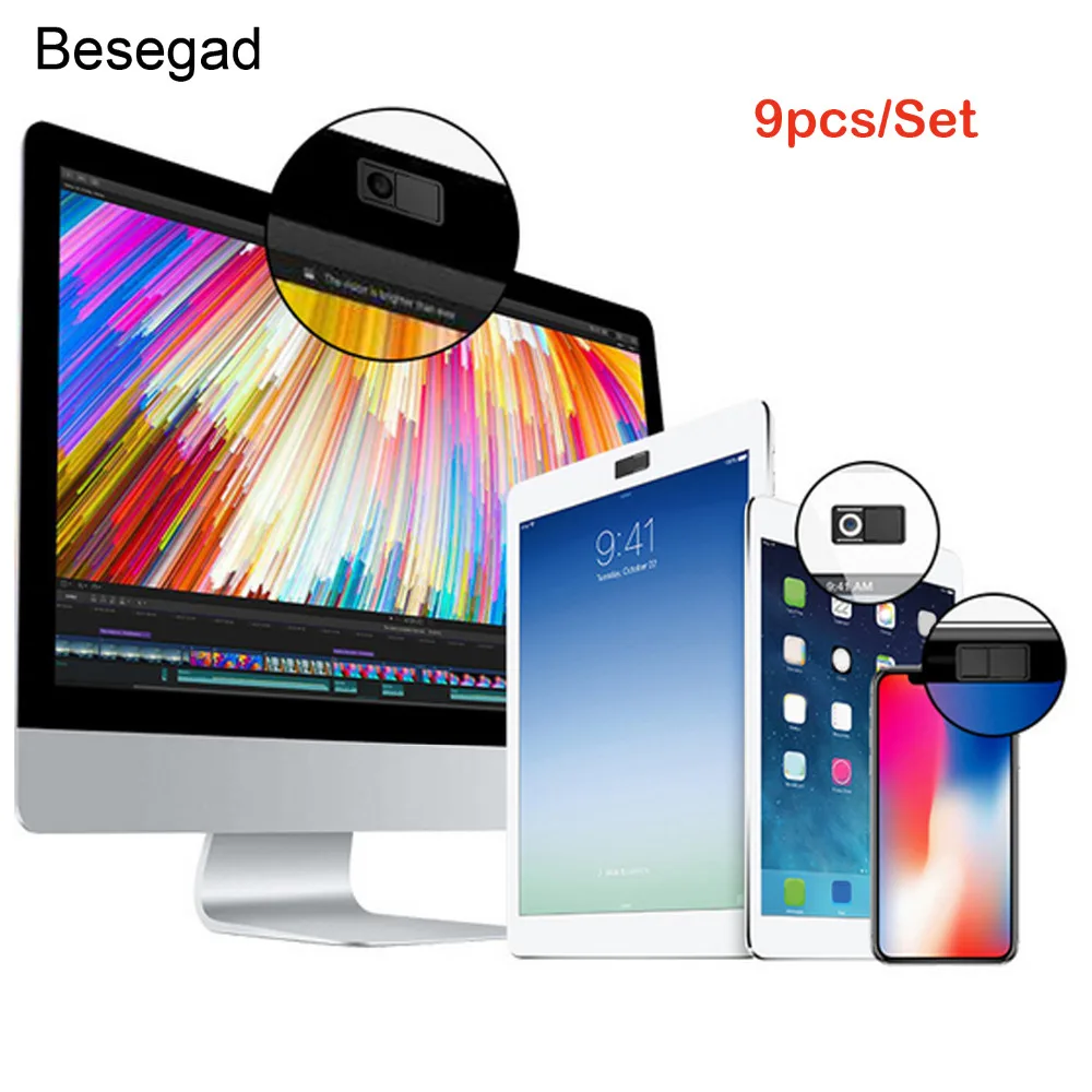 Besegad 9 шт. Универсальный самоклеющийся пластиковый чехол для веб камеры ПК