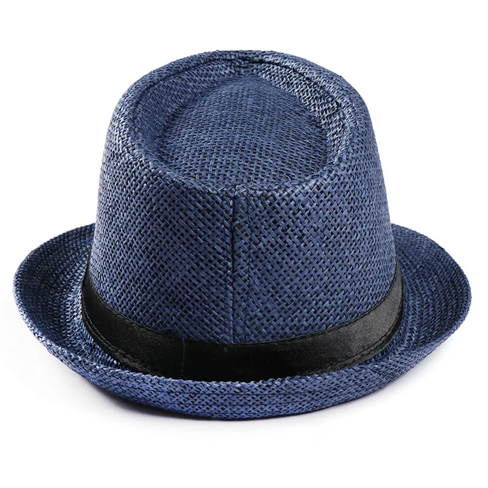 Sun Hat 2019top Unisex Trilby Gangster Cap Beach Sun Straw Hat Band Sunhat g90701