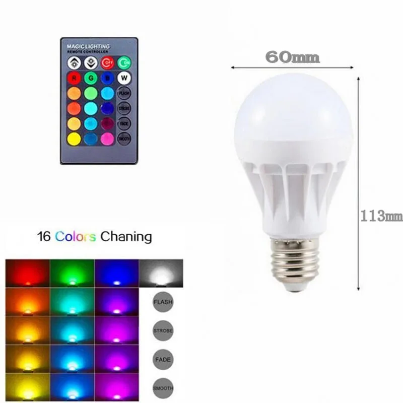 RGB Светодиодный Светильник E27 B22 6 Вт 9 Вт светодиодный светильник RGB Soptlight 85-265 в энергосберегающий 16 цветов светодиодный светильник с ИК-пультом дистанционного управления бренд