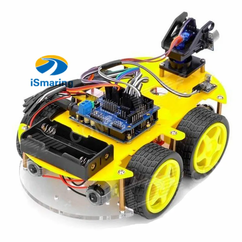 Official iSmaring  4WD Robot Car Kits Ultrasonic Module UNO R3 MEGA328P Robot Car Assembly Kit for Arduino Free Shipping Official iSmaring  4WD Robot Car Kits Ultrasonic Module UNO R3 MEGA328P Robot Car Assembly Kit for Arduino Free Shipping