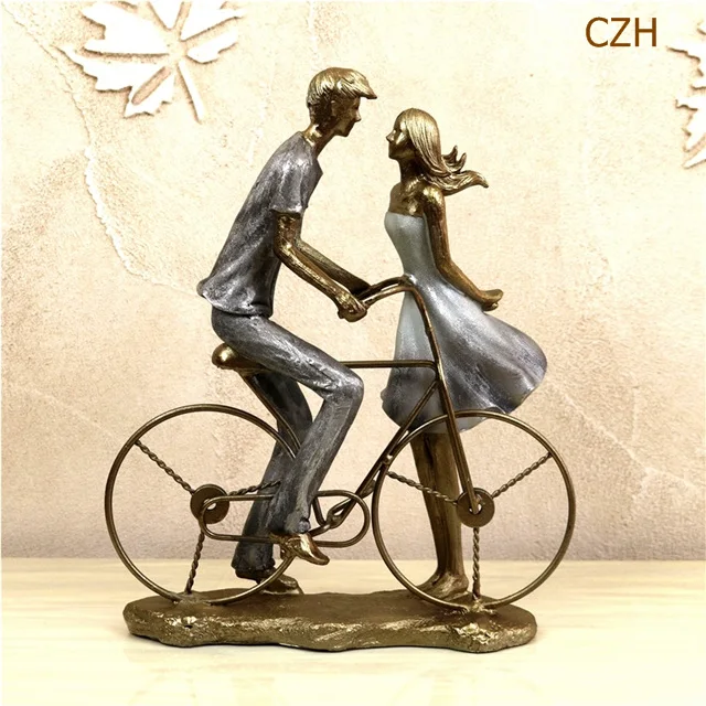 Медовый велосипед фигурка влюбленных ручной работы Щенок любовь помолвка пара статуя День Святого Валентина украшения свадебный подарок ремесло орнамент