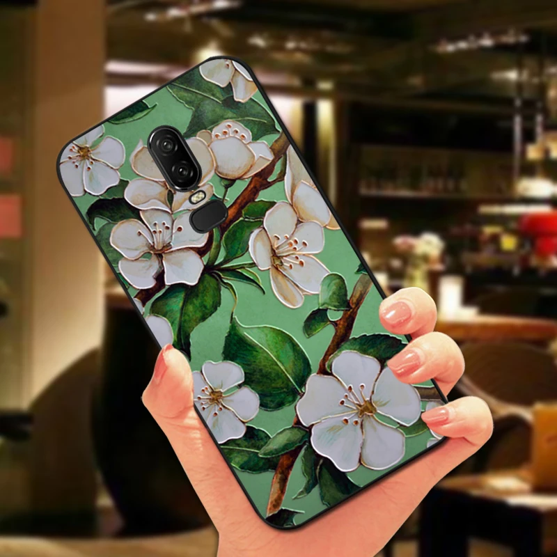 3D рельефный чехол с цветами для Oneplus 3 One plus 3T 5T роскошный мягкий черный 6 T T/1 +