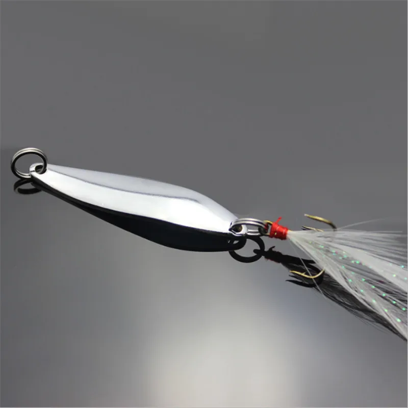 1Pcs 5g/7g/10g/13g/18g/21g Metal Fishing Lure Spoon Sequins Spinner with Feather Hard Bait For Sea lake lure Tool Wobblers
