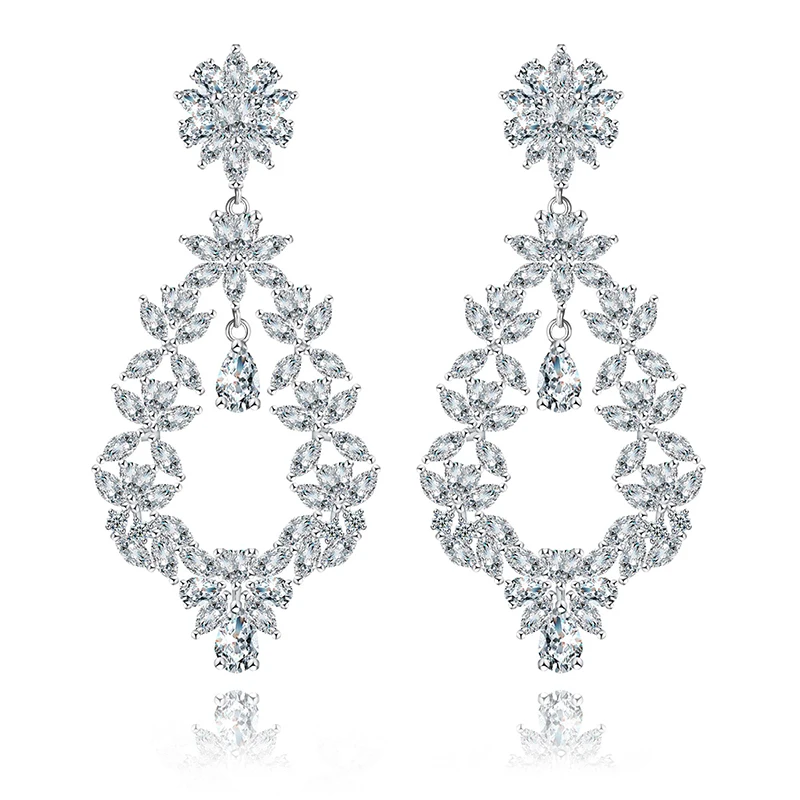 Xiumeiyizu Silver Wedding Victorian Style Pattern Teardrops Dangle Xiumeiyizu Silver Wedding Victorian Style Pattern Teardrops Dangle Earrings Zircon Crystal Fl Chandelier Drop Earring In From Jewelry